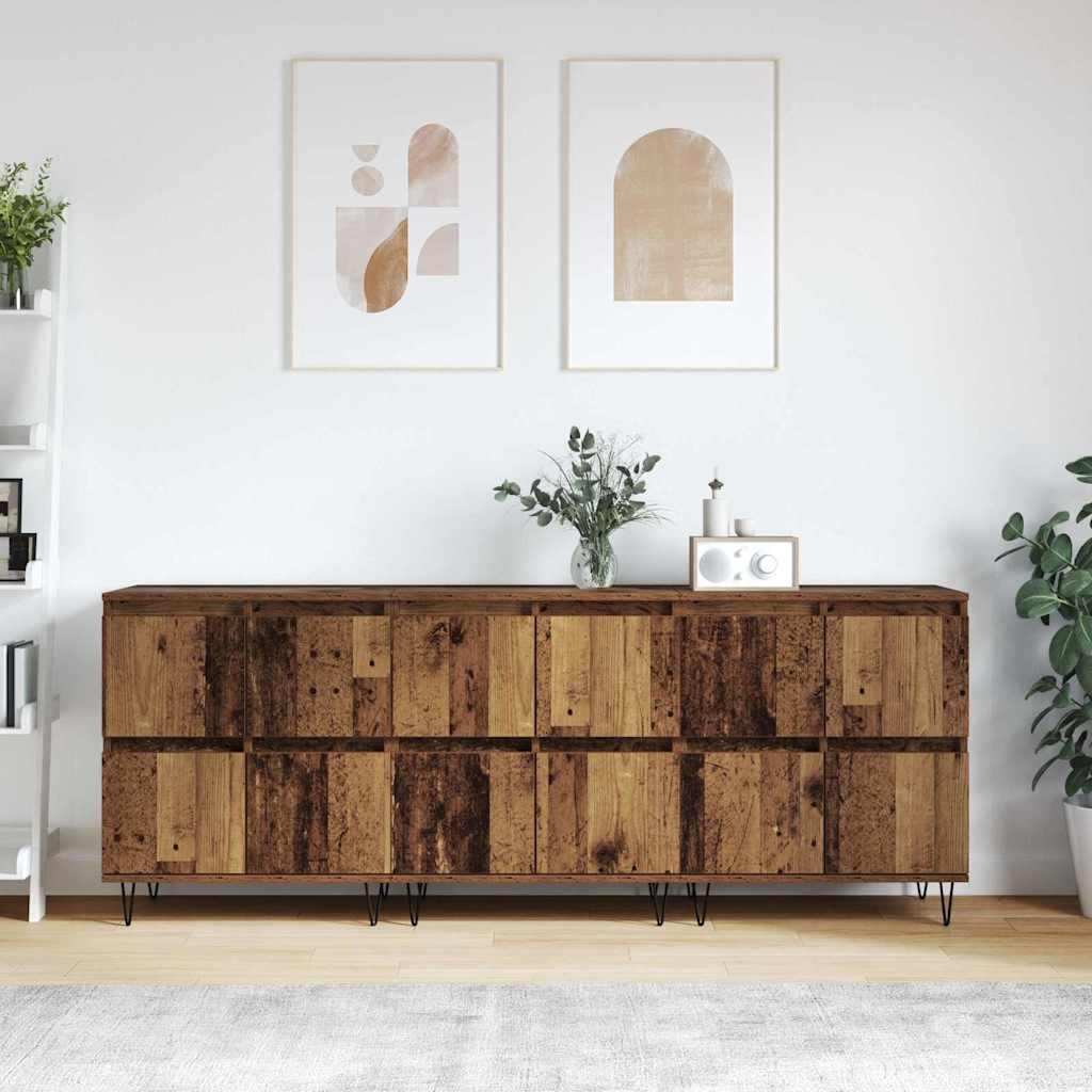 Sideboards 3 stk Gammelt træ 180 x 35 x 70 cm Konstrueret træ