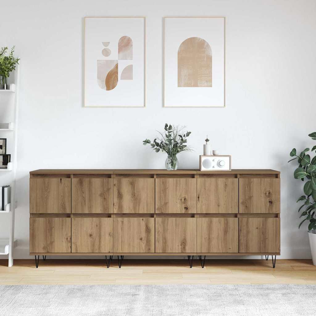 Sideboards 3 stk artisan eg 180 x 35 x 70 cm Konstrueret træ