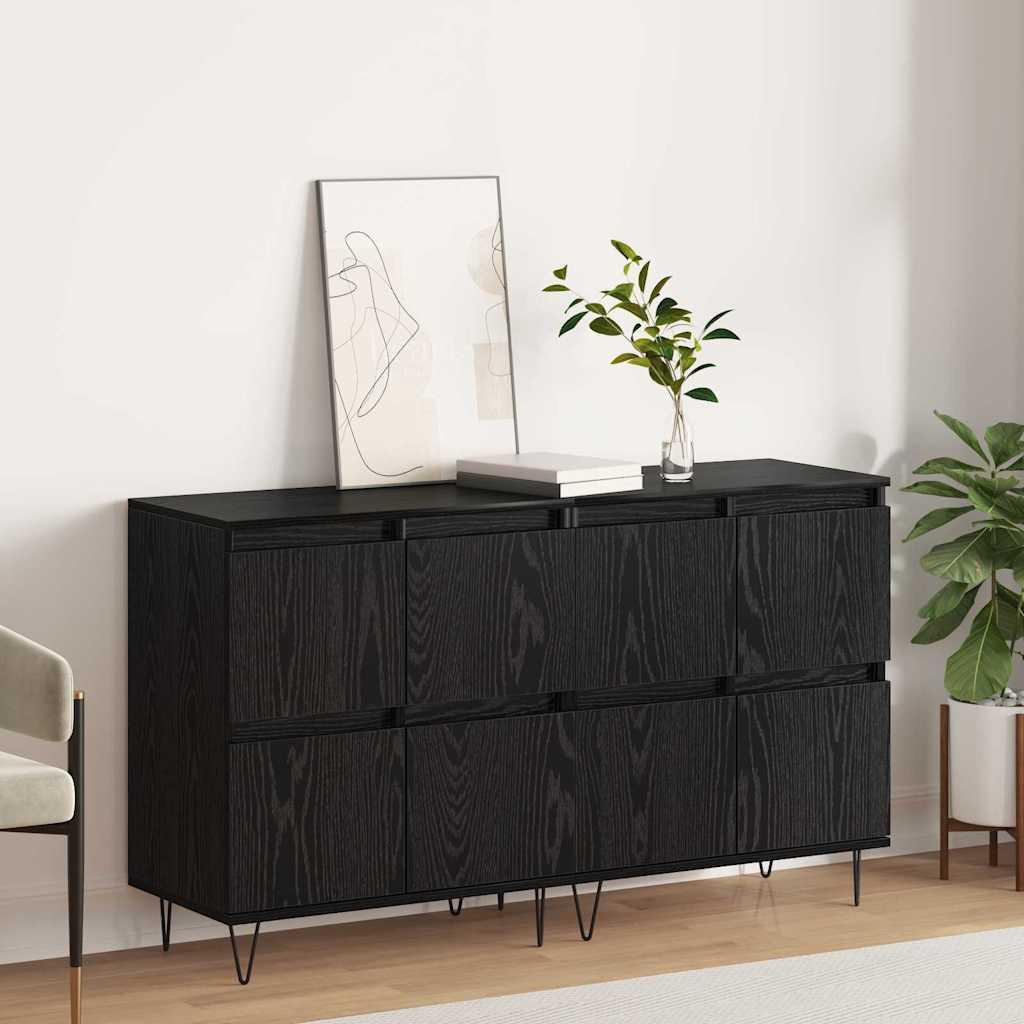 Sideboards 2 stk Sort eg 120 x 35 x 70 cm Konstrueret træ