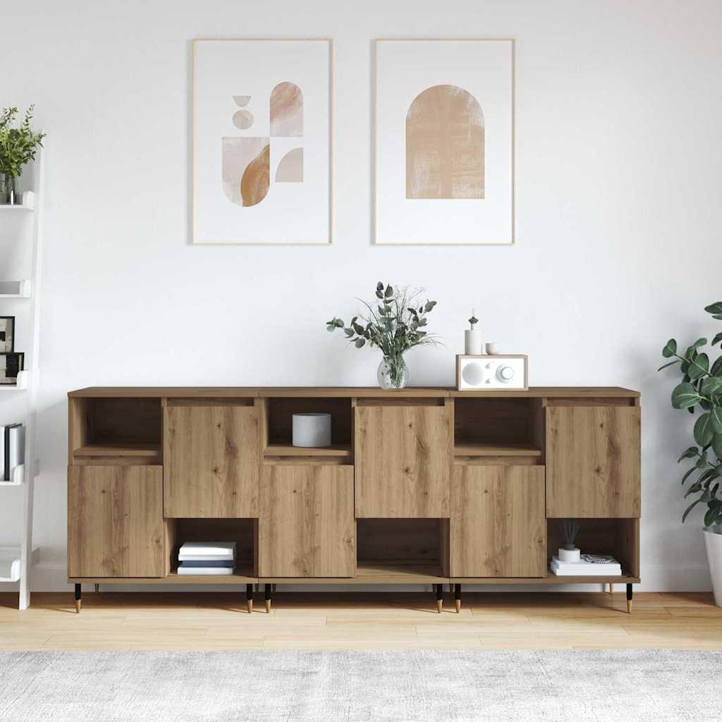 Sideboards 3 stk artisan eg 180 x 35 x 70 cm Konstrueret træ
