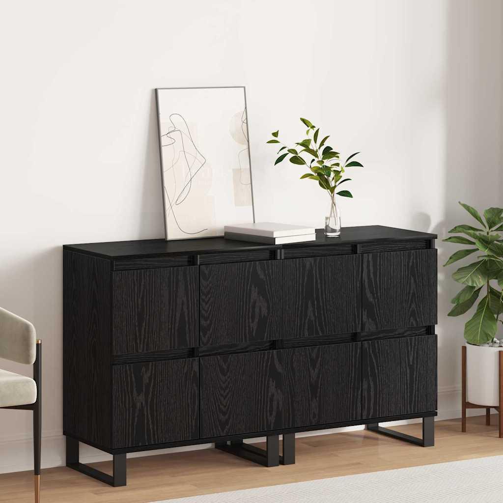 Sideboards 2 stk Sort eg 120 x 35 x 70 cm Konstrueret træ