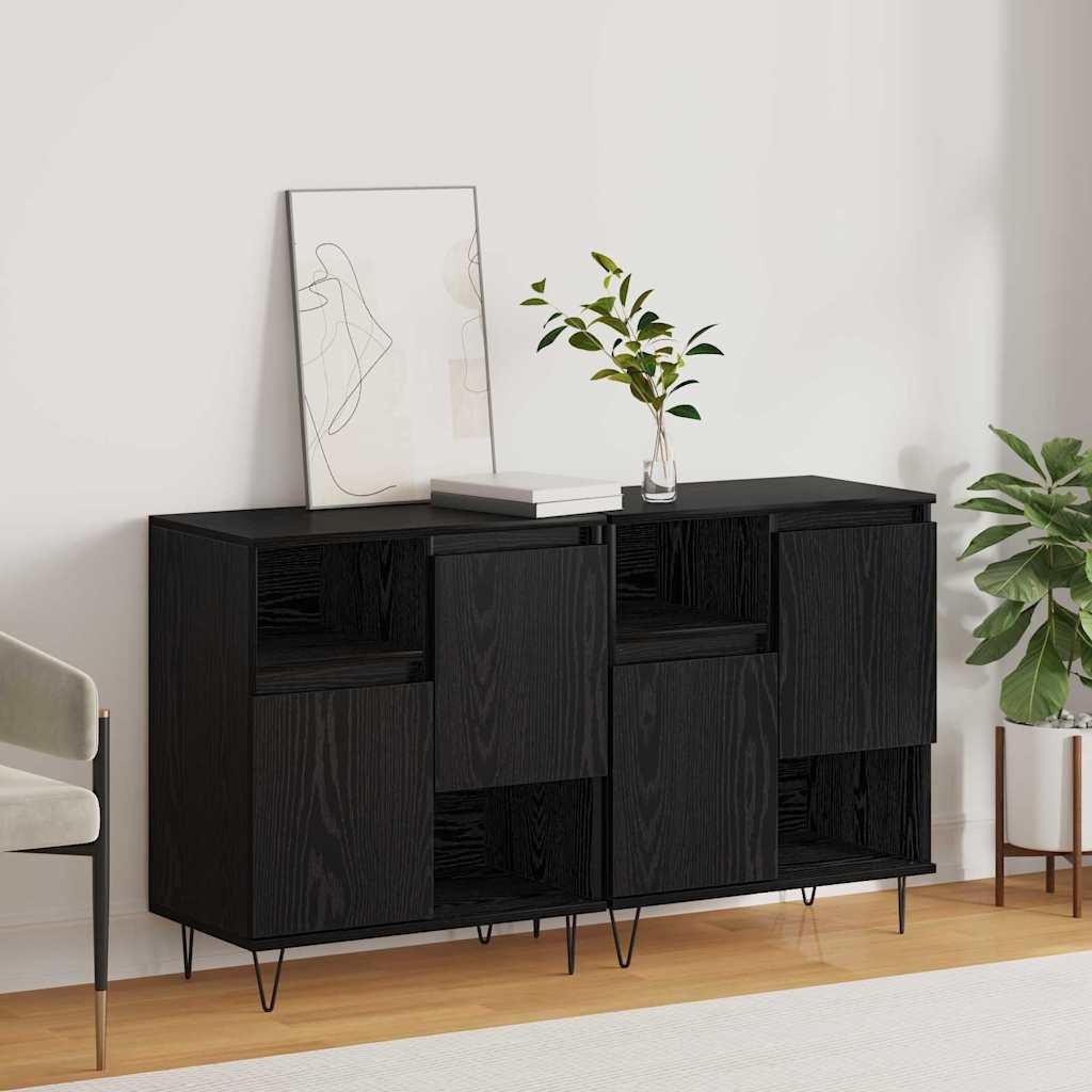 Sideboards 2 stk Sort eg 120 x 35 x 70 cm Konstrueret træ