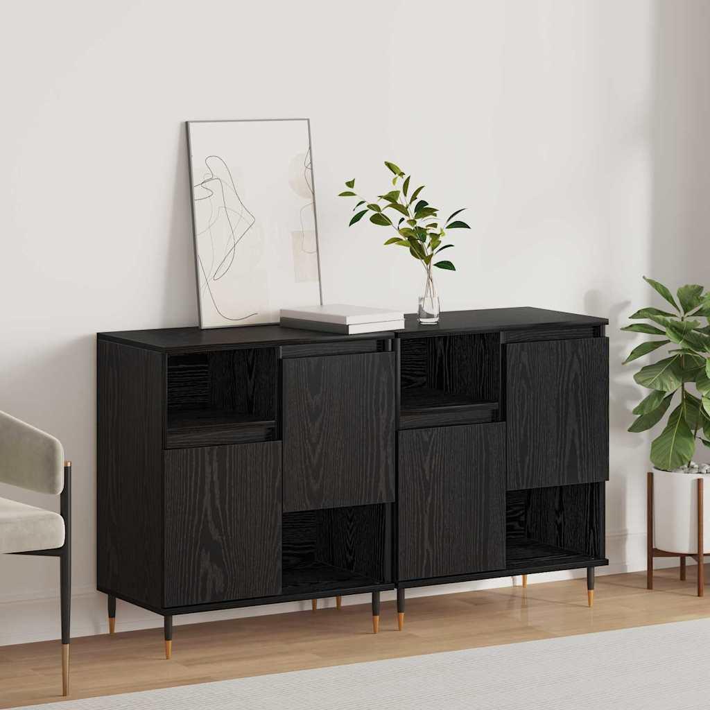 Sideboards 2 stk Sort eg 120 x 35 x 70 cm Konstrueret træ