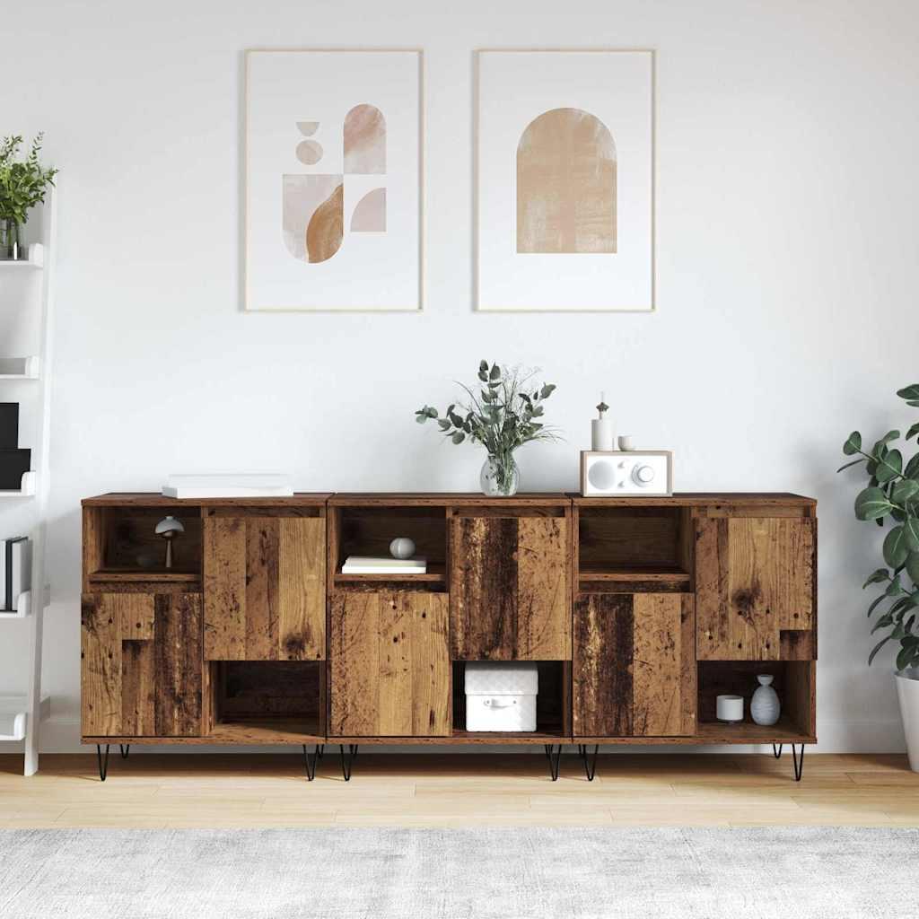 Sideboards 3 stk Gammelt træ 180 x 35 x 70 cm Konstrueret træ