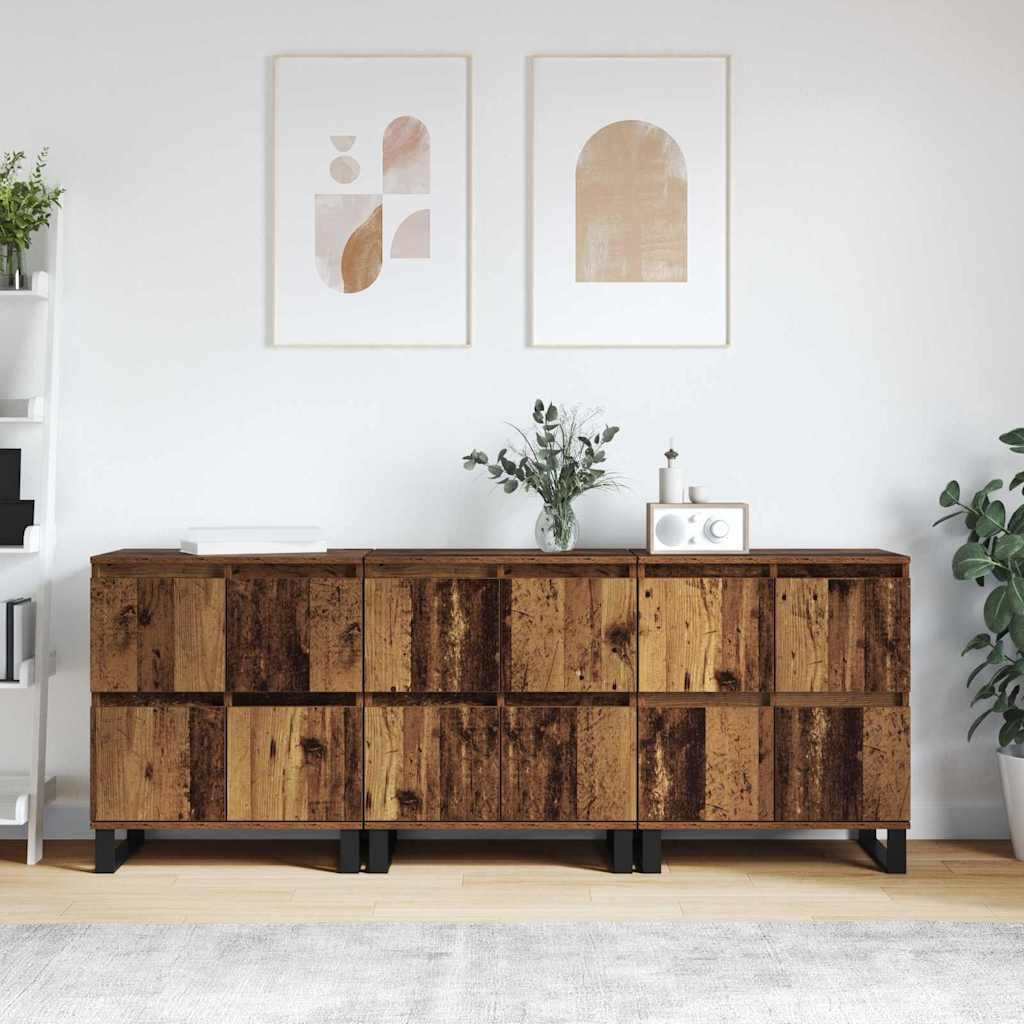 Sideboards 3 stk Gammelt træ 180 x 35 x 70 cm Konstrueret træ
