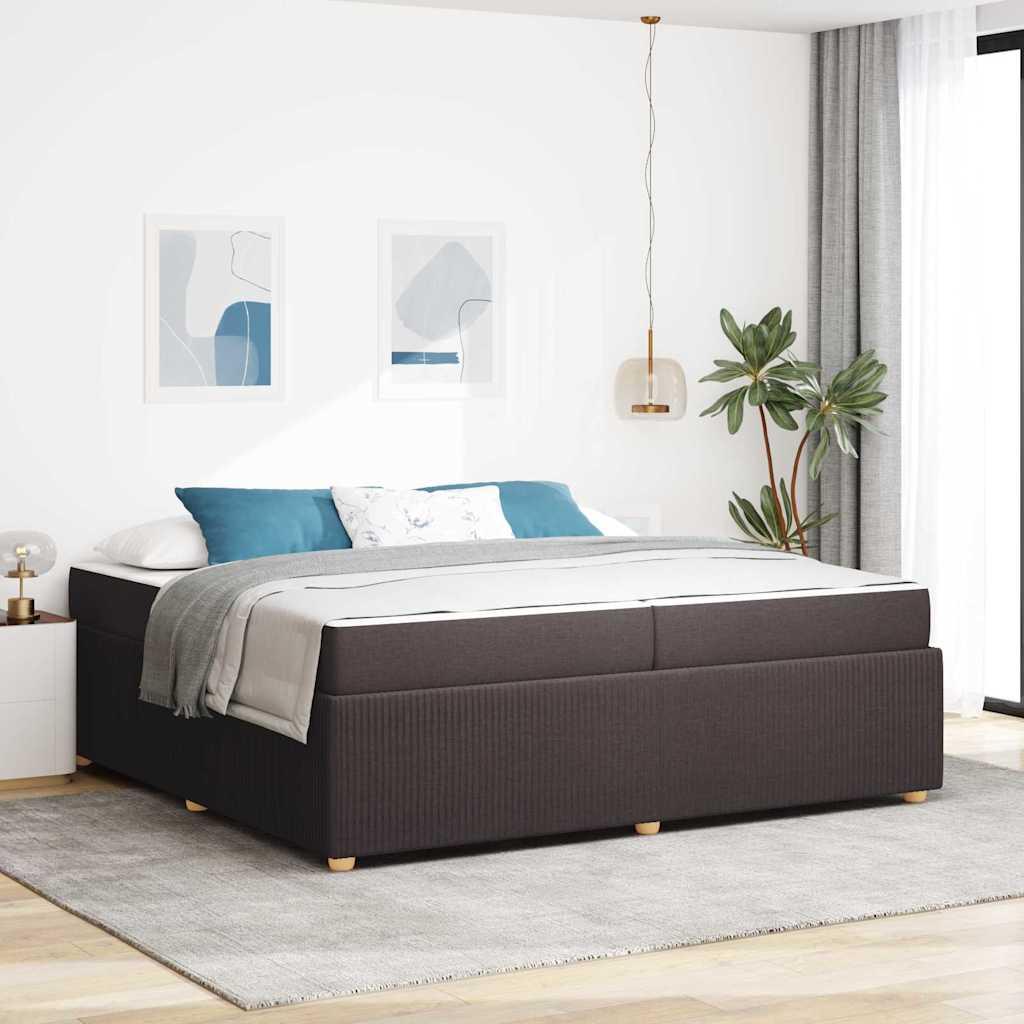 Sengestel med madras Mørk Brun 200 x 200 cm Stof billede