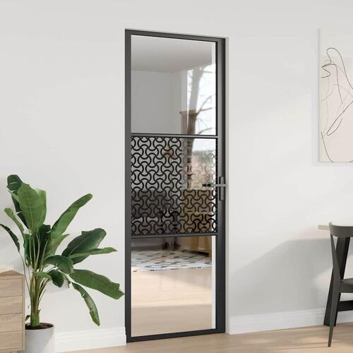 Indvendig Dør Sort 76 x 201.5 cm Hærdet glas, aluminium