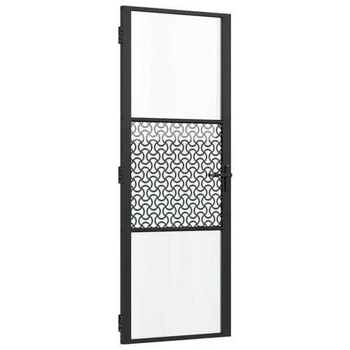 Indvendig Dør Sort 76 x 201.5 cm Hærdet glas, aluminium