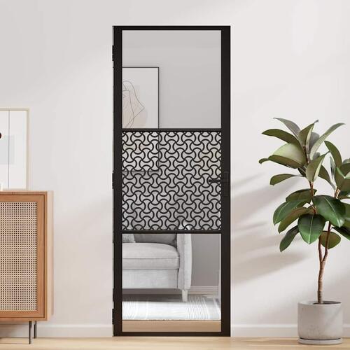 Indvendig Dør Sort 76 x 201.5 cm Hærdet glas, aluminium