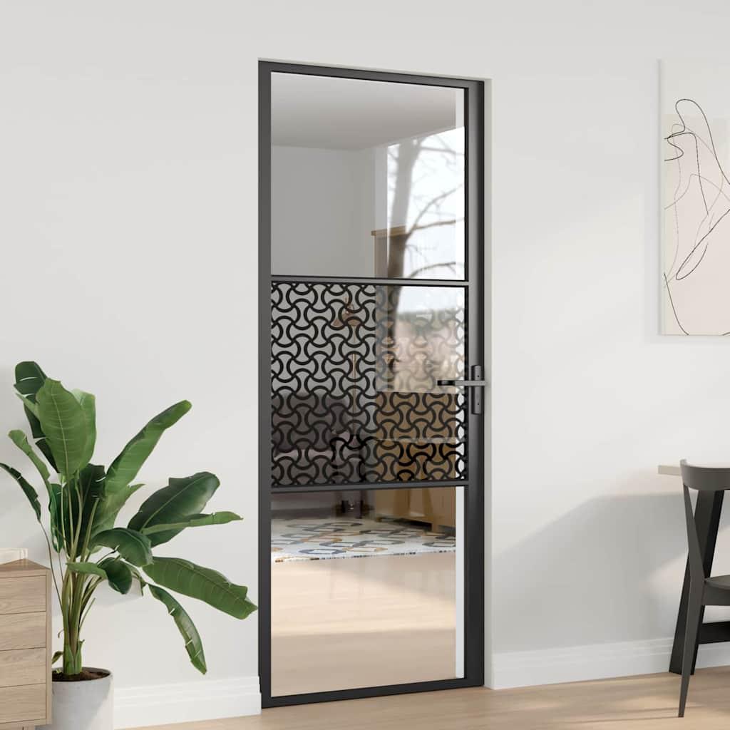 Indvendig Dør Sort 83 x 201.5 cm Hærdet glas, aluminium