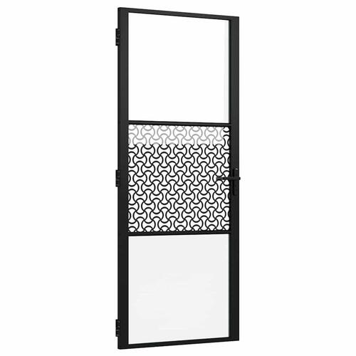 Indvendig Dør Sort 83 x 201.5 cm Hærdet glas, aluminium