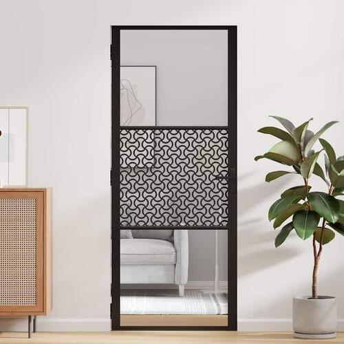 Indvendig Dør Sort 83 x 201.5 cm Hærdet glas, aluminium