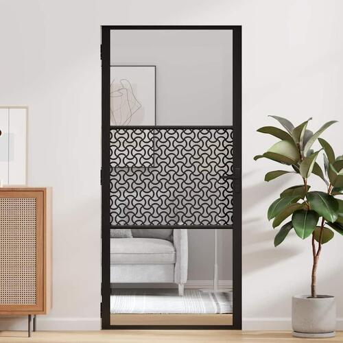 Indvendig Dør Sort 93 x 201.5 cm hærdet glas og Aluminium
