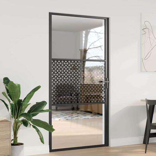 Indvendig Dør Sort 102.5 x 201.5 cm Hærdet glas, aluminium