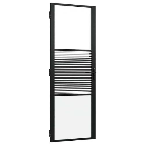 Indvendig Dør Sort 76 x 201.5 cm Hærdet glas, aluminium