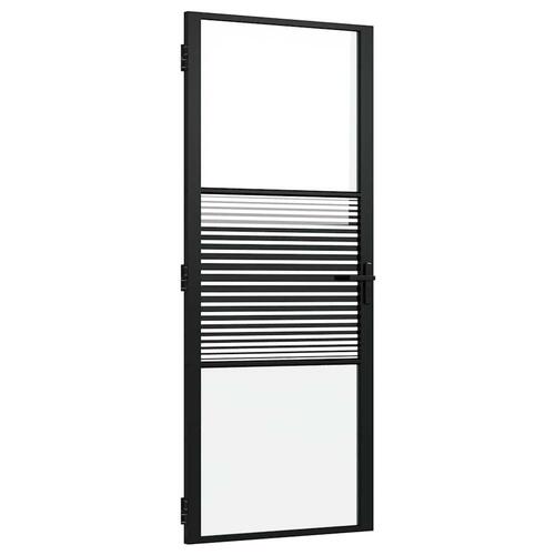 Indvendig Dør Sort 83 x 201.5 cm Hærdet glas, aluminium