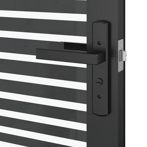 Indvendig Dør Sort 93 x 201.5 cm hærdet glas og Aluminium