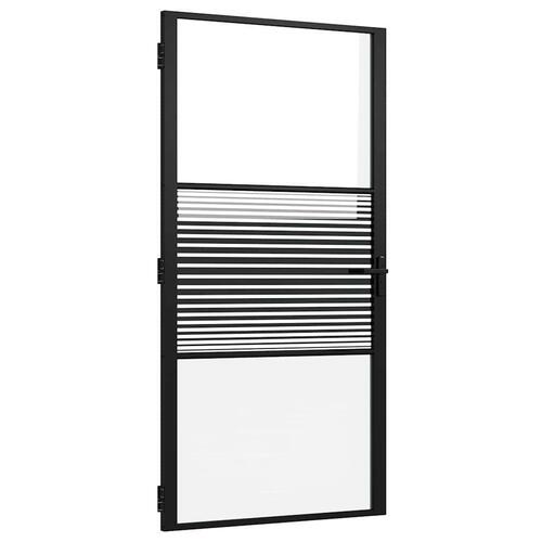 Indvendig Dør Sort 102.5 x 201.5 cm hærdet glas og Aluminium