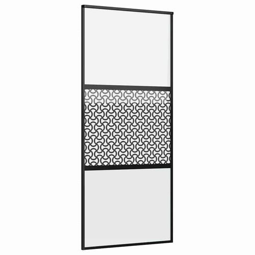 Skydedør Sort 90 x 205 cm Hærdet glas, aluminium
