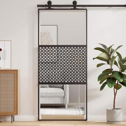 Skydedør Sort 90 x 205 cm Hærdet glas, aluminium