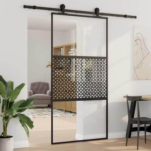 Skydedør Sort 102.5 x 205 cm Hærdet glas, aluminium