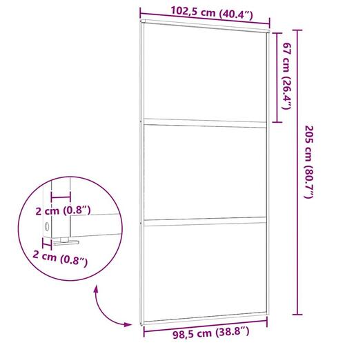 Skydedør Sort 102.5 x 205 cm Hærdet glas, aluminium