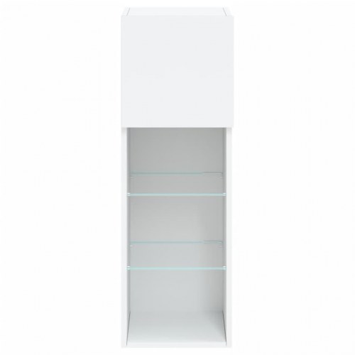 Væghængt tv-bord med LED-lys 30,5×30×90 cm - hvid