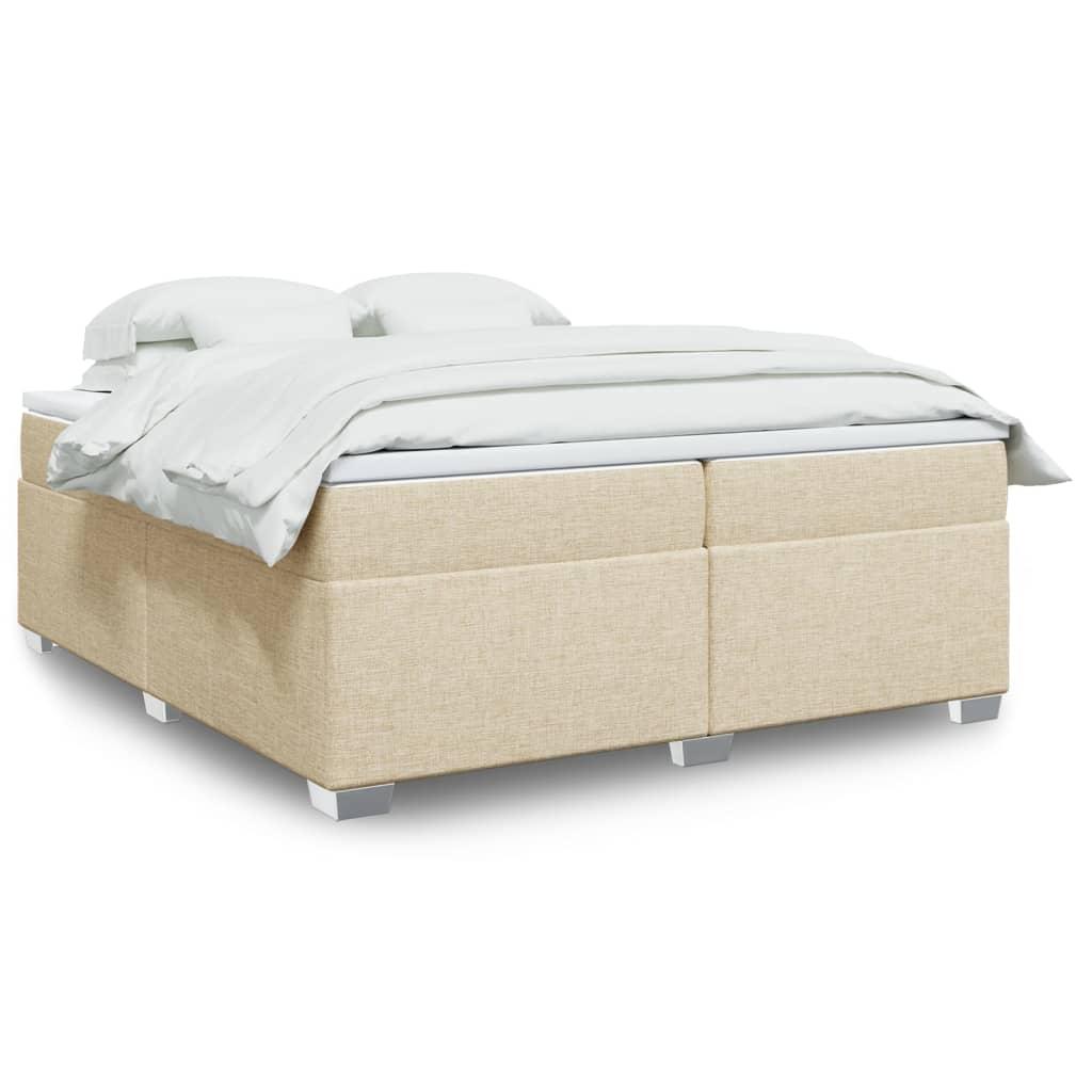Kontinentalseng med madras og topmadras 200×200 cm - stof, cremefarvet billede