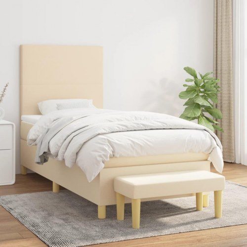 Kontinentalseng med madras 90×200 cm - stof, cremefarvet