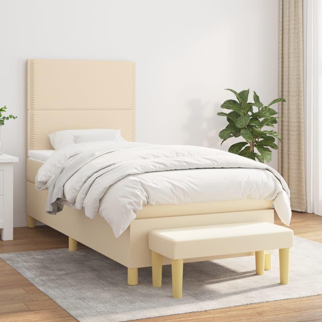 Kontinentalseng med madras 90×200 cm i stof - cremefarvet billede