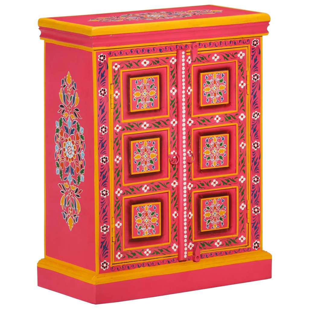 Skænk I Massivt Mangotræ Håndmalet - Lyserød