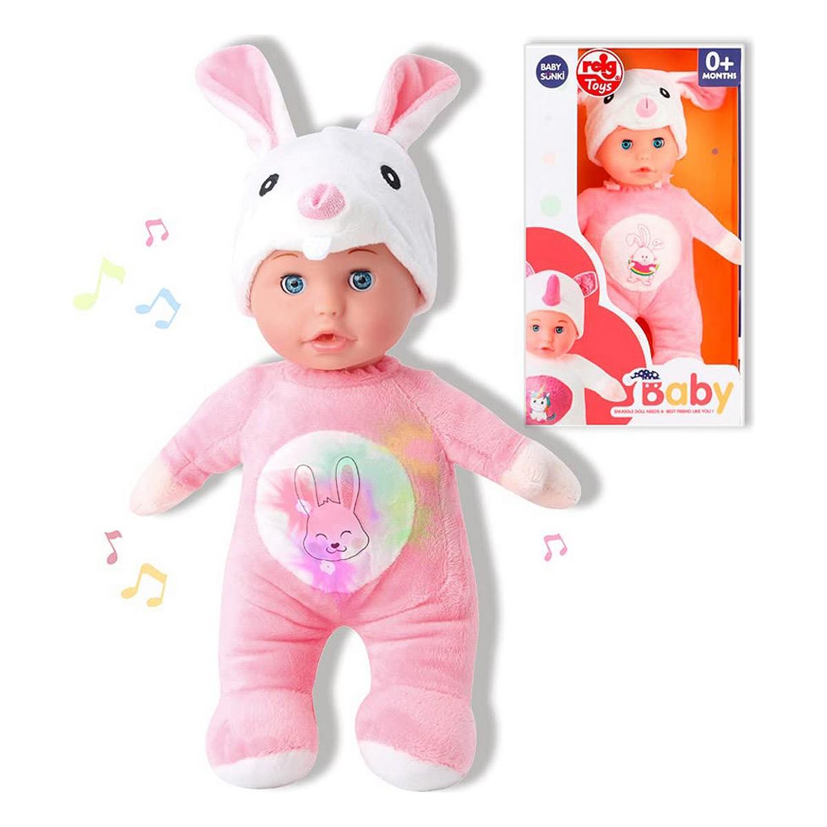 Dukke baby Reig 30 cm - kanin bamse, pink