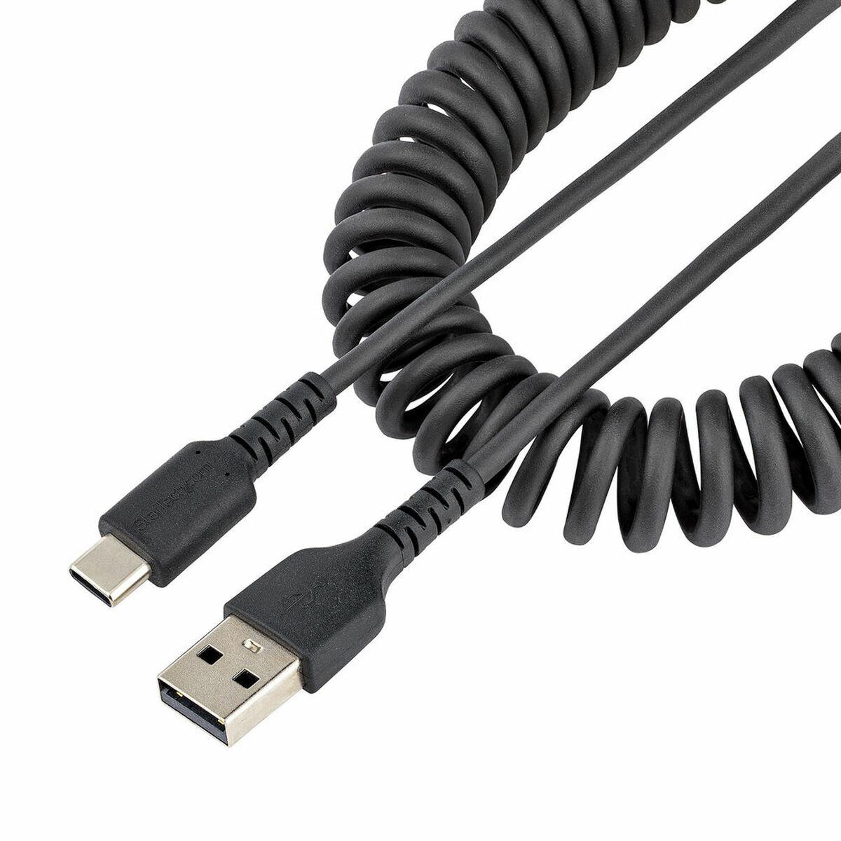 Startech USB A til USB-C kabel, spiral, sort 50 cm
