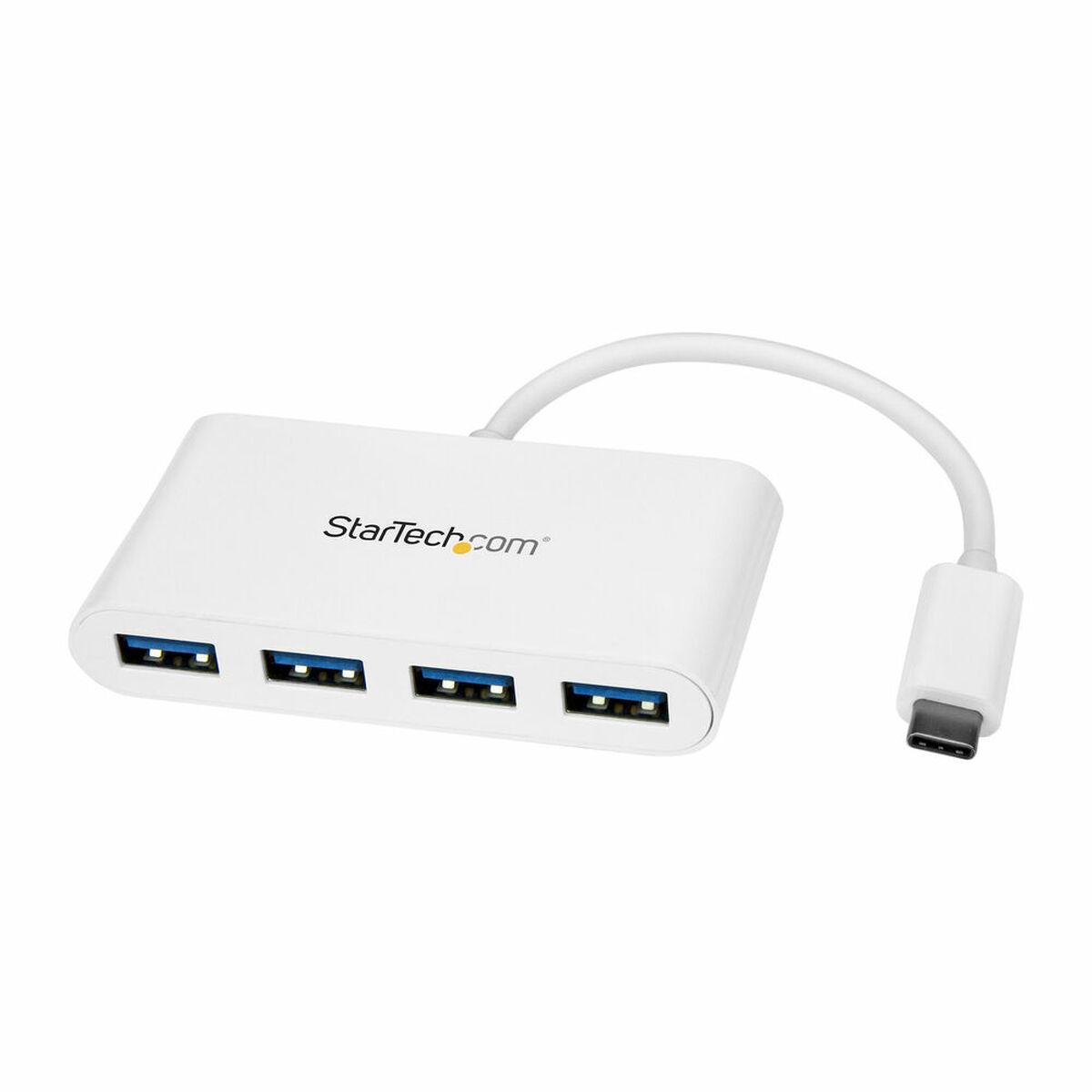 Startech USB-C til 4-port USB-A 3.2 Gen 1 hub (hvid)