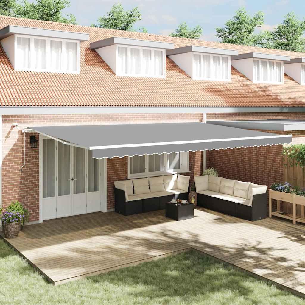 Markise med Hvid 6 × 3,5 m Metal