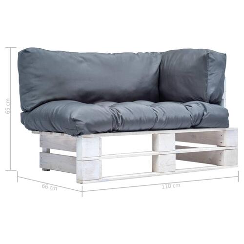 Pallesofa til haven med grå hynder fyrretræ
