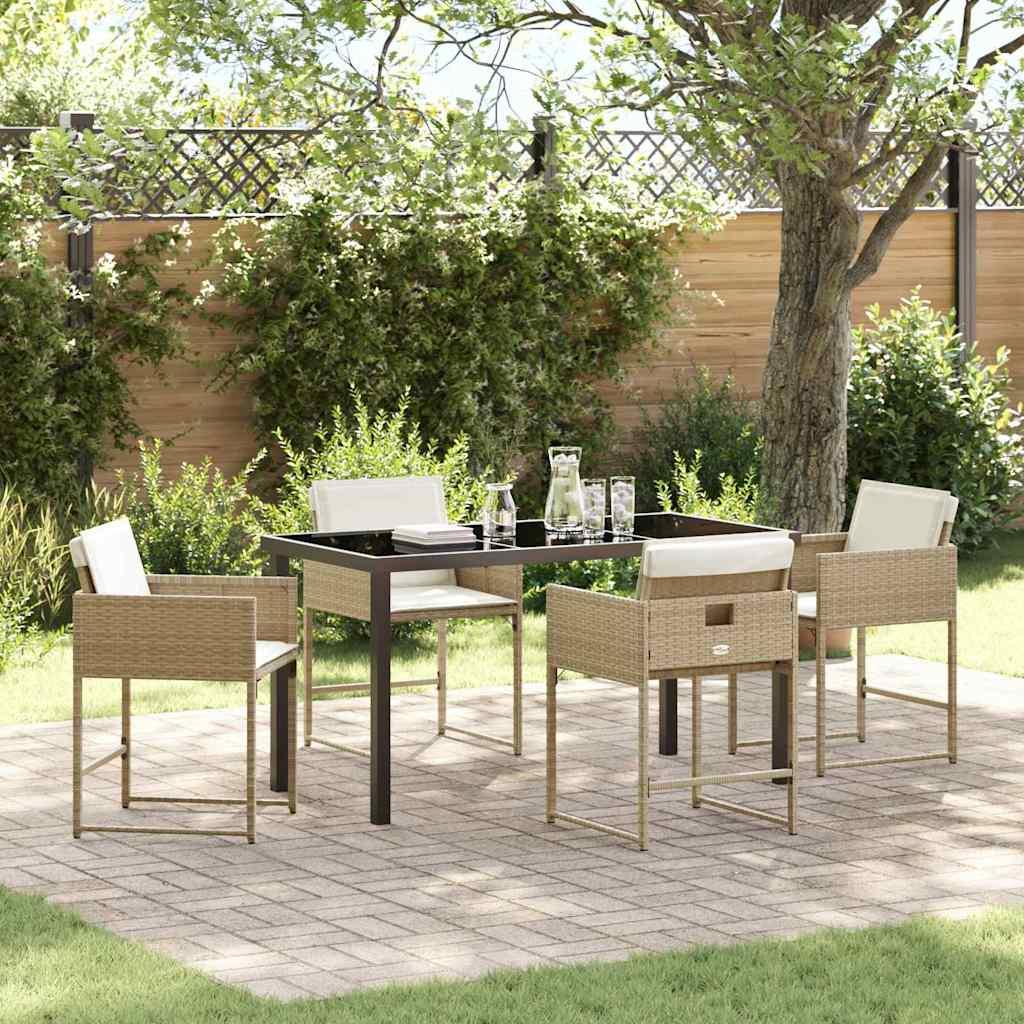 Have Spisebordssæt 5 stk Beige polyrattan billede