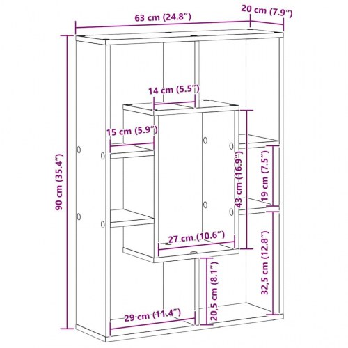 Bogreol Sort eg 63 x 20 x 90 cm Konstrueret træ