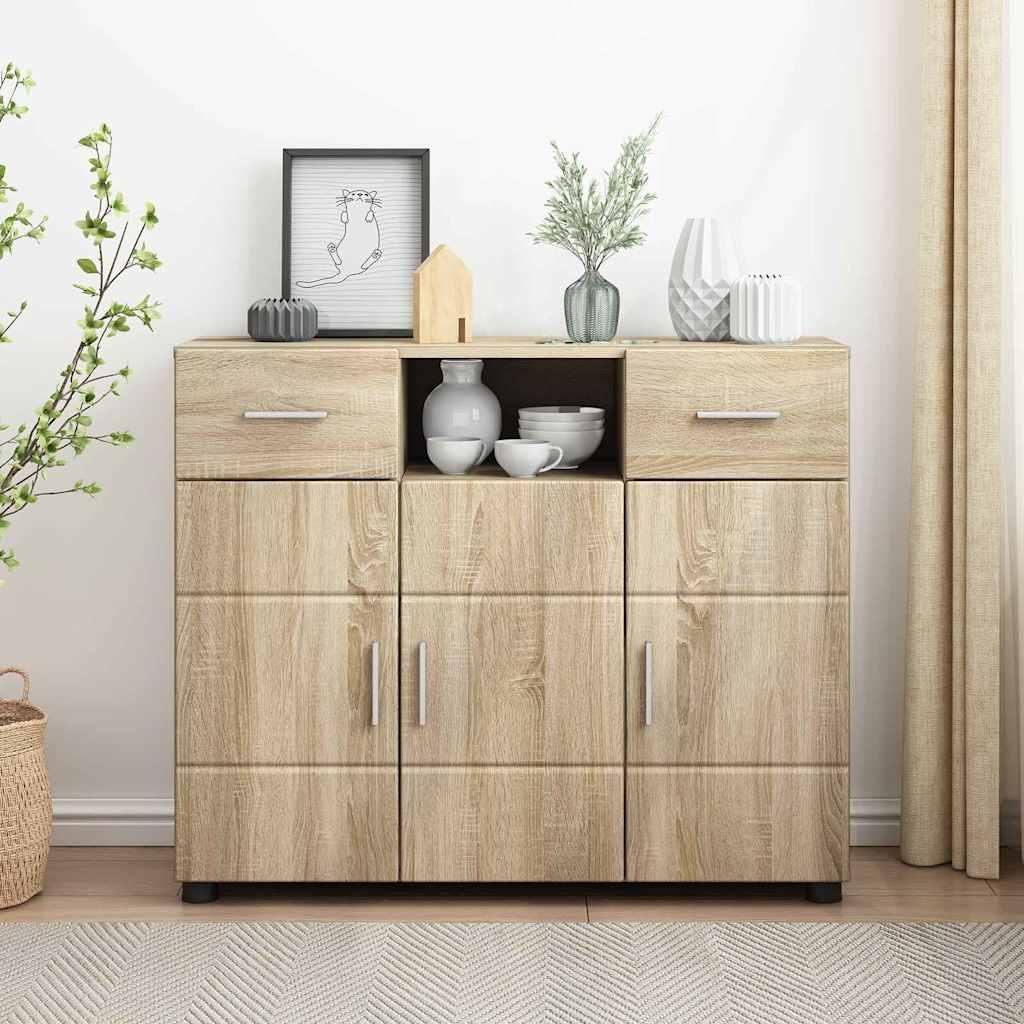 Sideboard med dør Sonoma-eg 88.5 x 30.5 x 73 cm Konstrueret træ