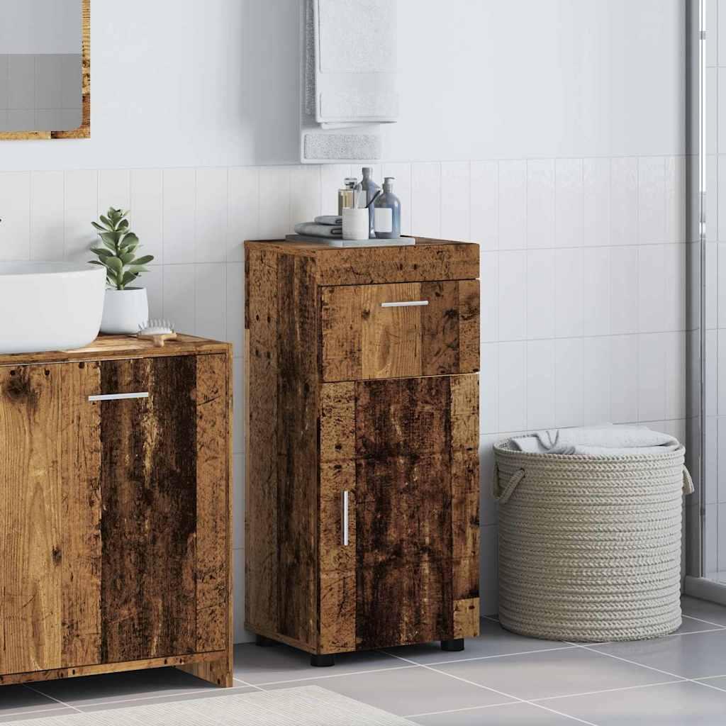 Badeværelsesskab med dør TULUM Gammelt træ 37 x 31.5 x 82 cm billede