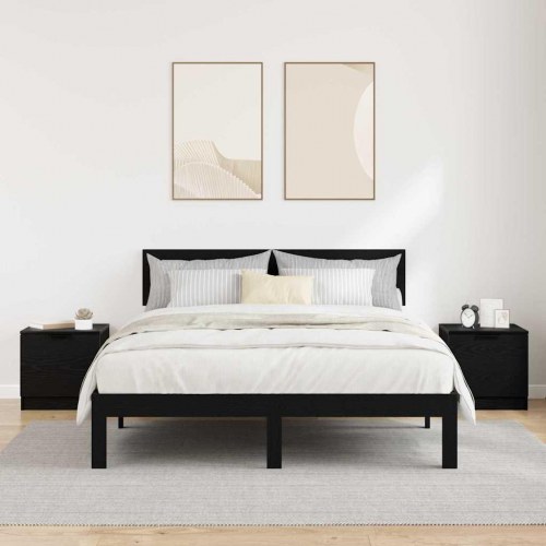 Sengeborde 2 stk. sort eg 40 x 39 x 40 cm