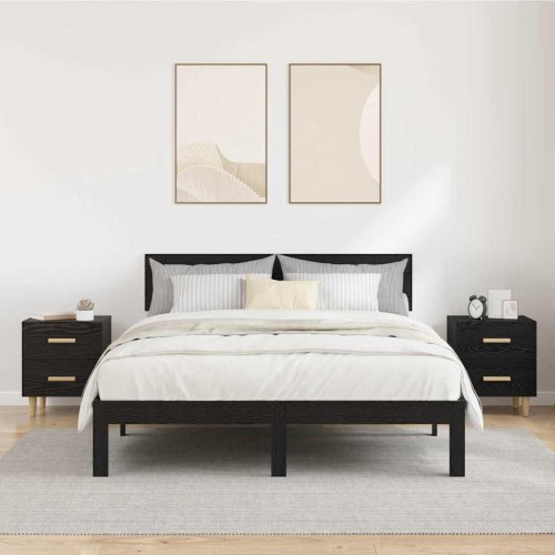 Sengeborde 2 stk. sort eg 40 x 35 x 47,5 cm