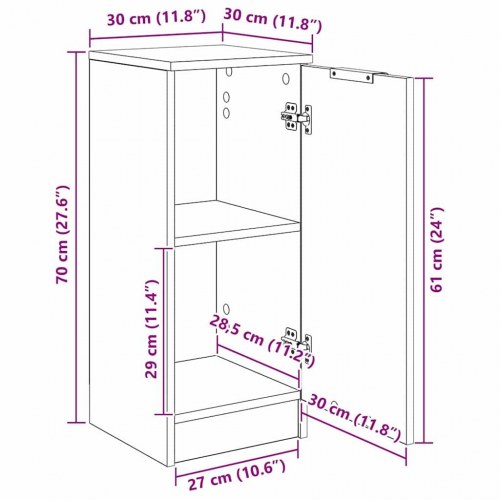Sideboard i gammelt træ 30 x 30 x 70 cm