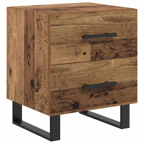 Sengebord med 2 skuffer - gammelt træ 40 x 35 x 47,5 cm