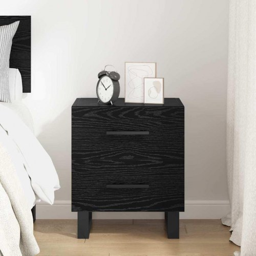 Sengebord i sort eg med 2 skuffer - 40 x 35 x 47,5 cm