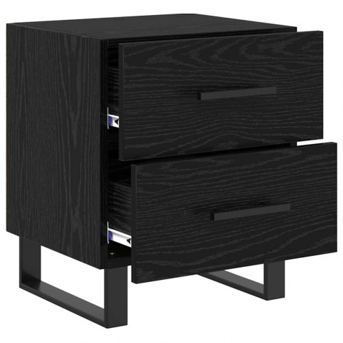 Sengebord i sort eg med 2 skuffer - 40 x 35 x 47,5 cm