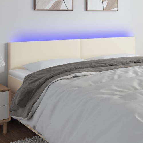 Sengegavl med LED-lys 200 x 5 x 78/88 cm - cremefarvet