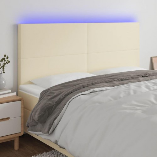 Sengegavl med LED-lys 200 x 5 x 118/128 cm - cremefarvet