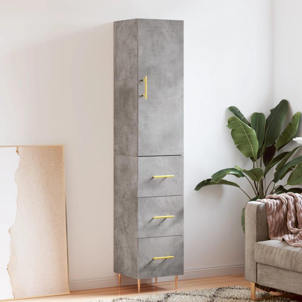 Skab 34,5x34x180 cm konstrueret træ betongrå billede
