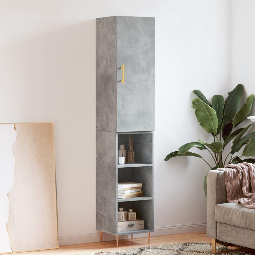 Skab 34,5x34x180 cm konstrueret træ betongrå billede